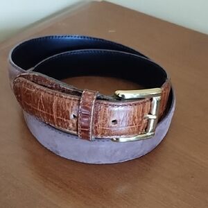 Saddlebred Leather Belt Size Women's Size Large Solid Brass Buckle Brown Nubuck